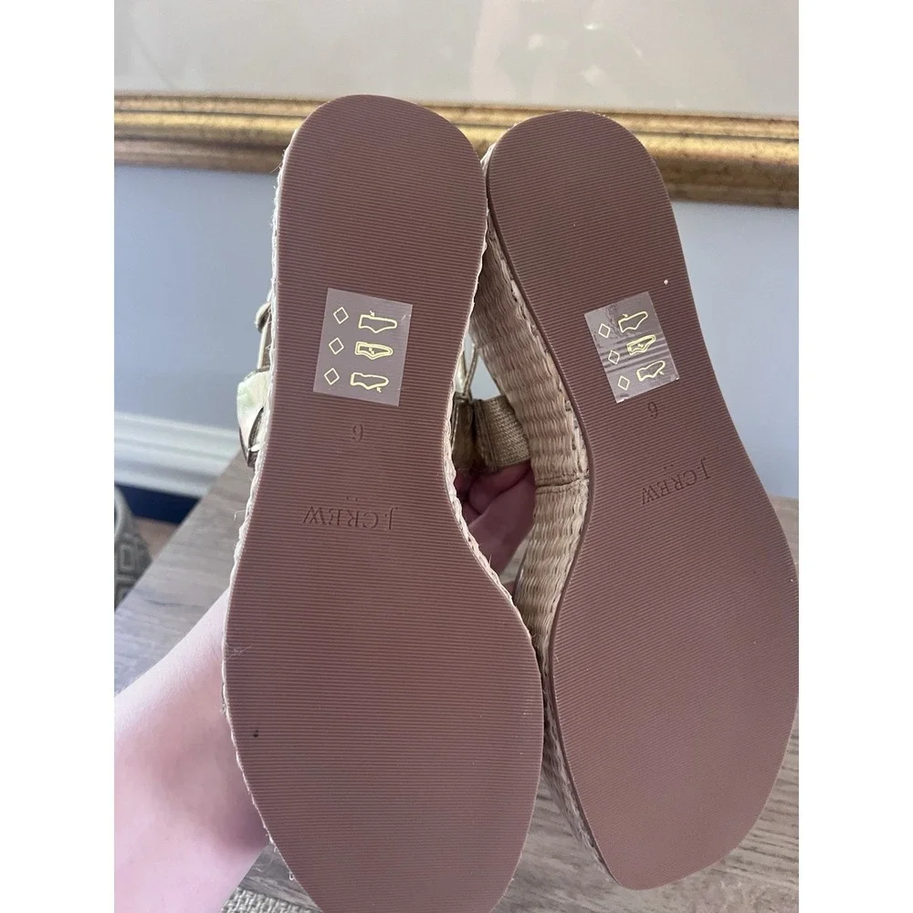 New J.Crew Women's 6 Platform Espadrille Sandal Metallic Gold Sandals W2